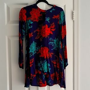 Navy blue, Bohemian style top. Tunic length